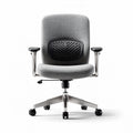 Cadeira de escritório ergonômica em tecido cinza com ajuste de altura e apoio lombar