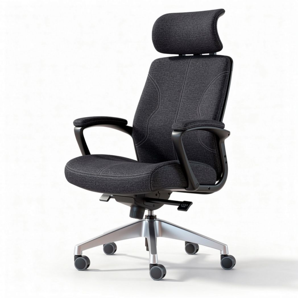 Cadeira de escritório ergonômica cinza com suporte para cabeça e braços 70 x 70 x 110cm