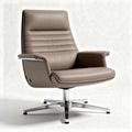 Cadeira giratória em couro marrom com base de aço inoxidável dimensões 80 x 80 x 100cm