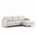 Sofá de canto em tecido cinza claro 210 x 90 x 85cm com chaise longue