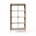 Estante de madeira com portas de vidro 80 x 40 x 180cm para sala de estar